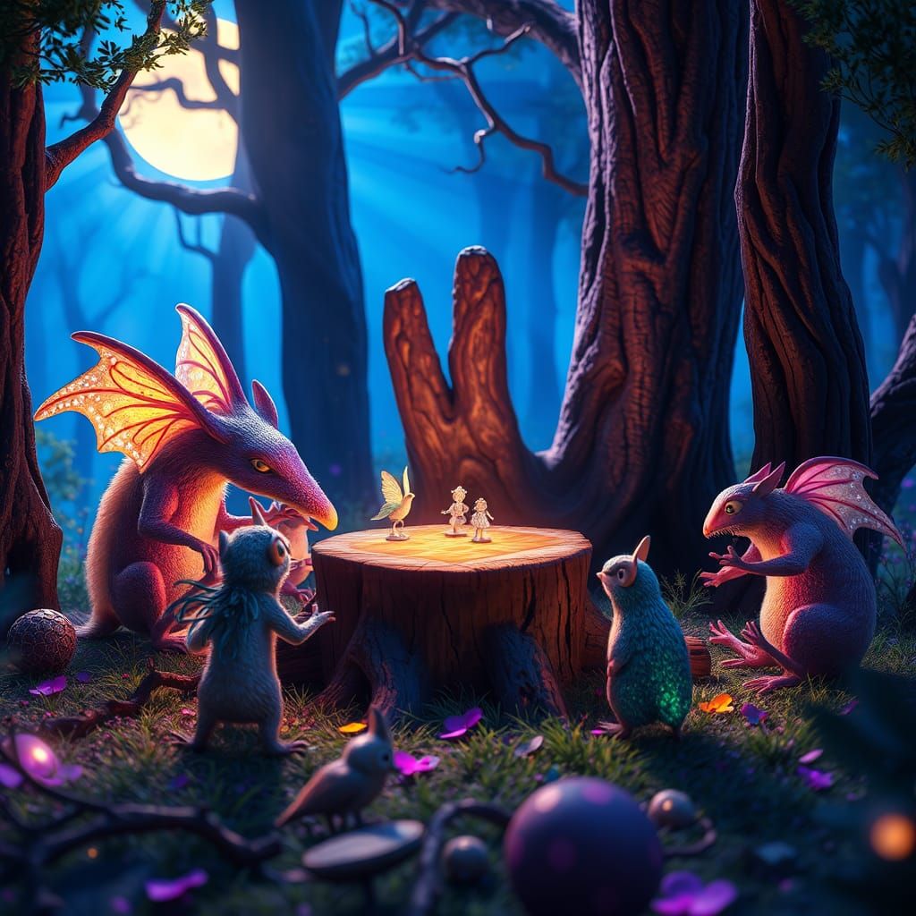 Magical Forest Creatures Play Tic-Tac-Toe in 3D