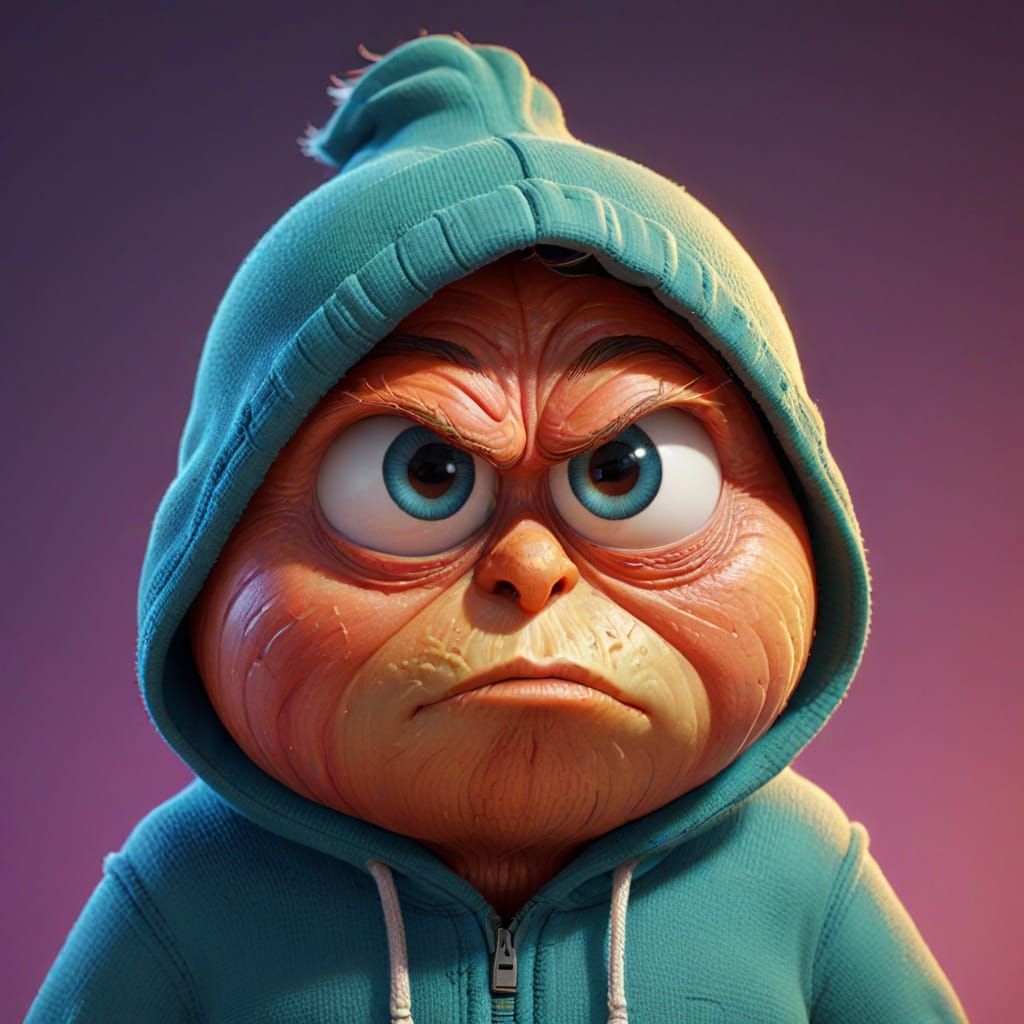 Grumpy Cartoon Onion Character in Hoodie