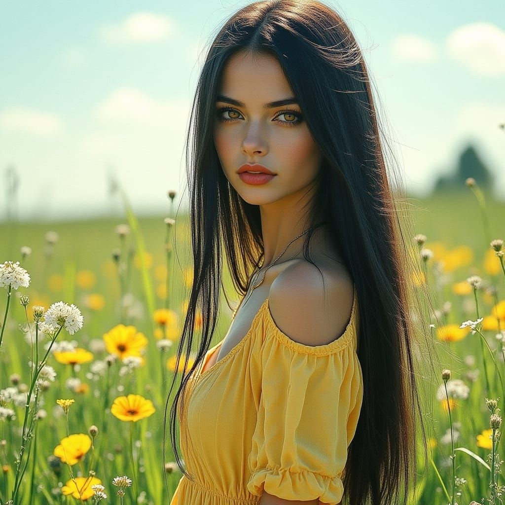 Elegant Italian Girl in Impressionist Style