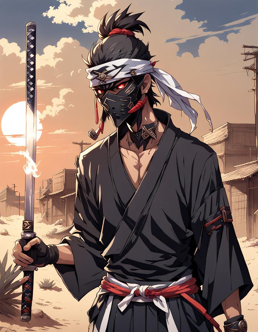 Cursed Ronin Samurai in Anime Style