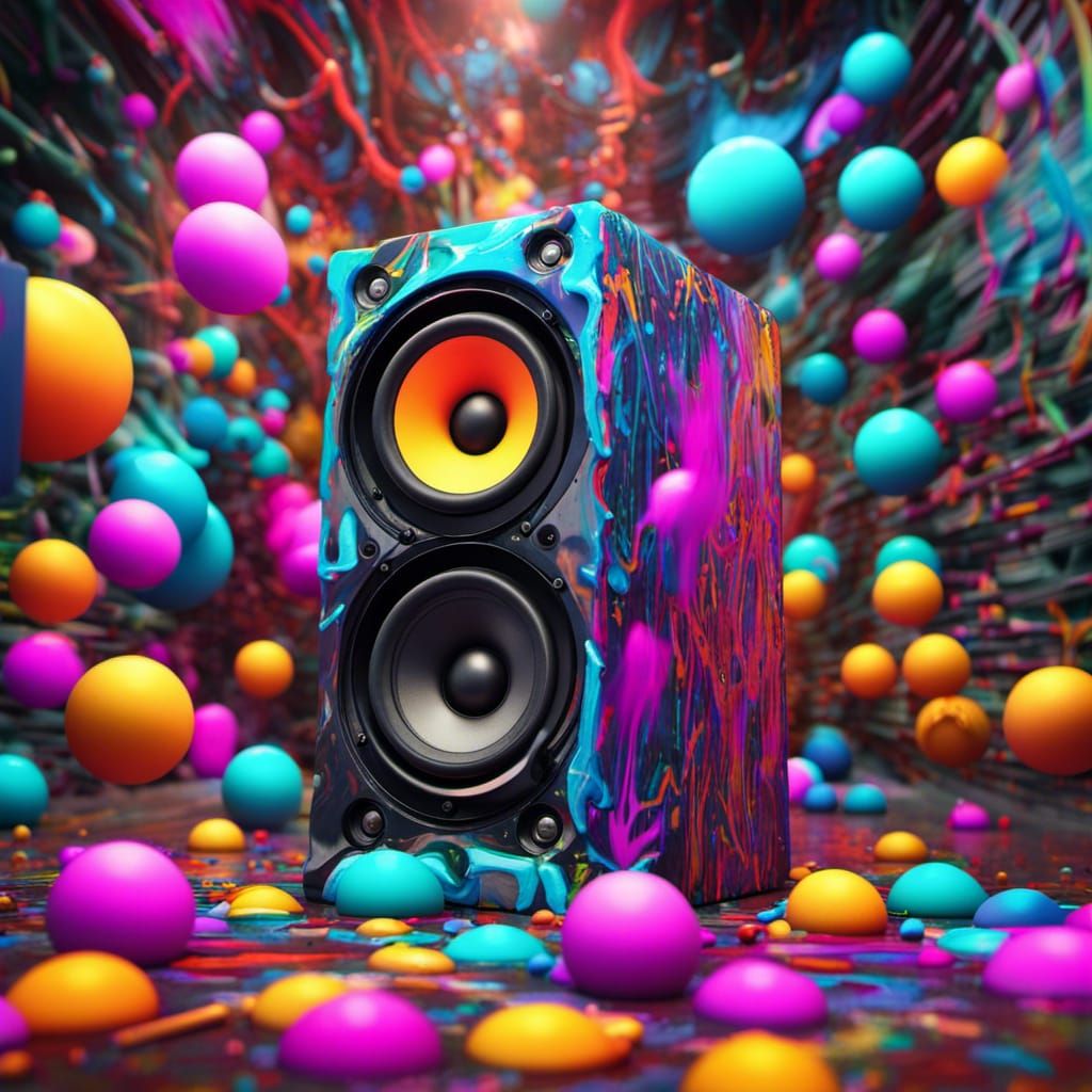 Magical Sound Speakers in Graffiti Art Style
