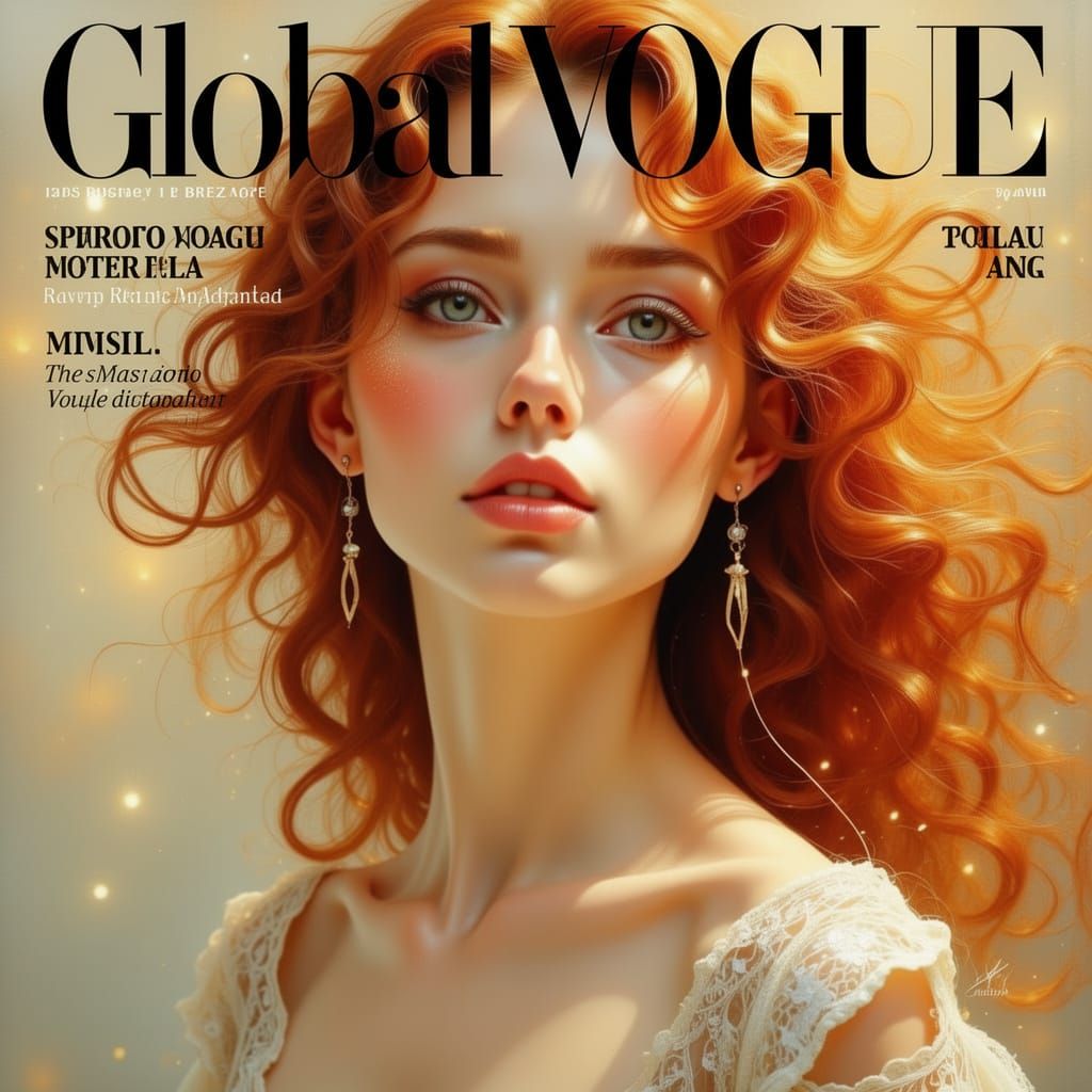 Ethereal Woman in Golden Hour Light, Watercolor Style