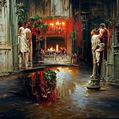 Julius Caesar in New Orleans: Oil Painting