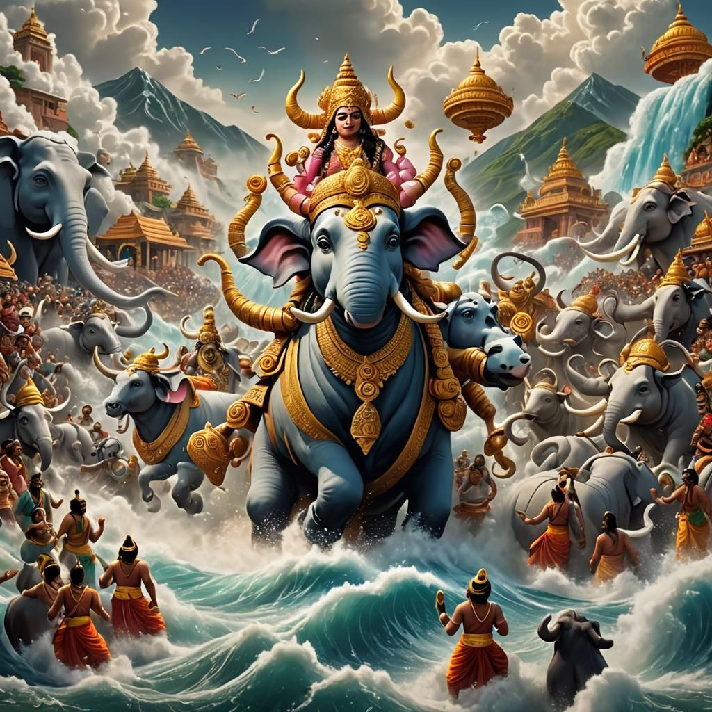 Ocean of Milk Churning: Gods and Divine Creatures