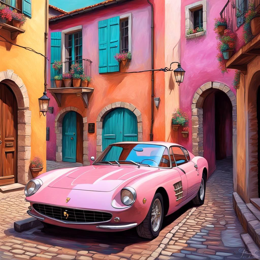 pastel palette knife illustration .. Ferrari car