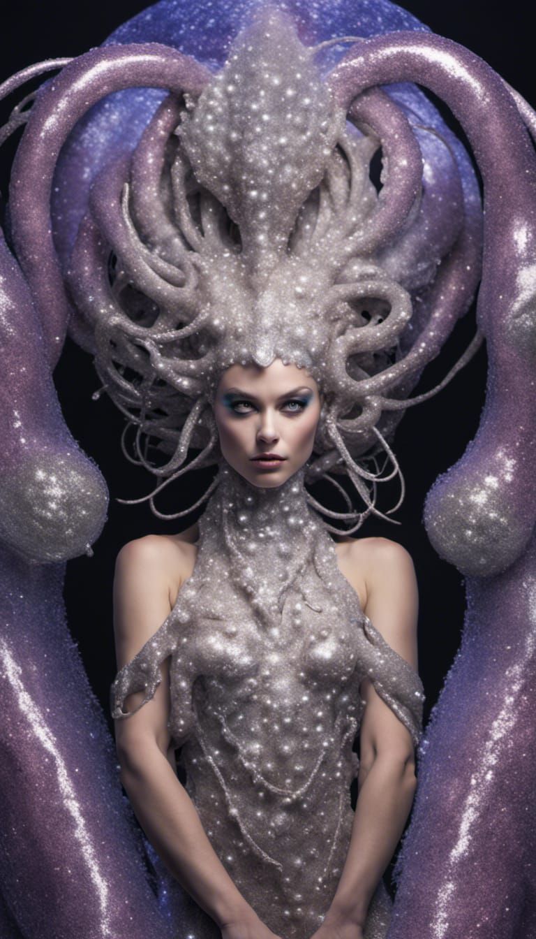 Alien Queen in Glitter Formalwear: Studio Photo