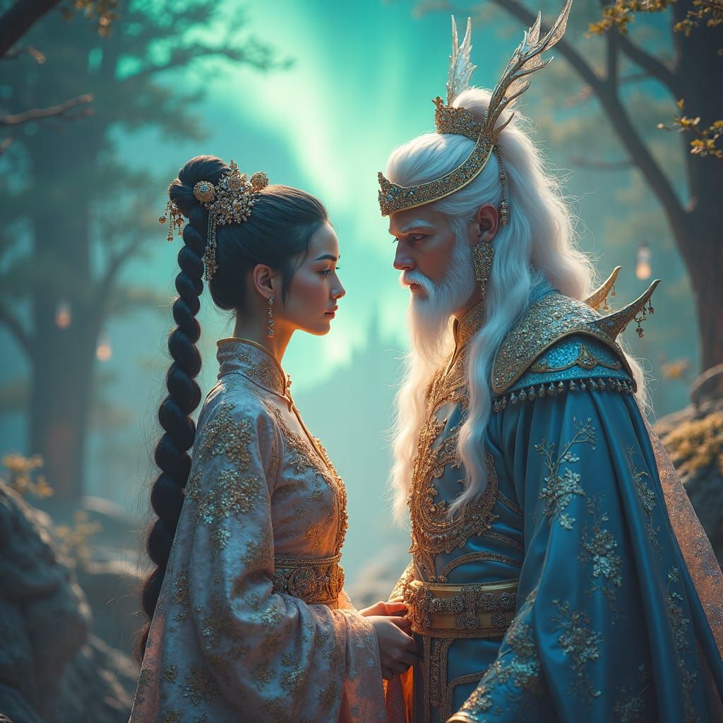 Majestic Princess Meets Prince in Ethereal Fantasy Realm