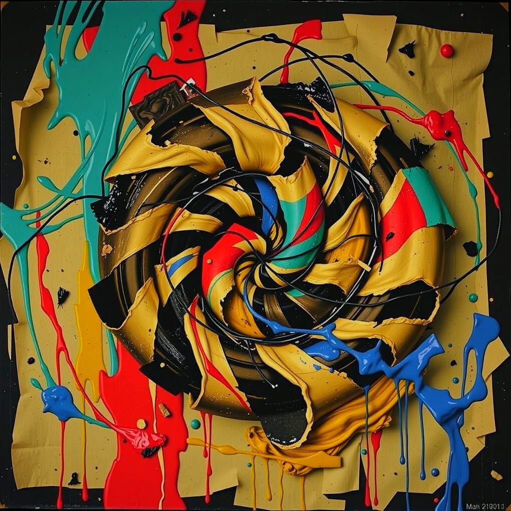 Abstract Red Spirals and Vortices in Motion