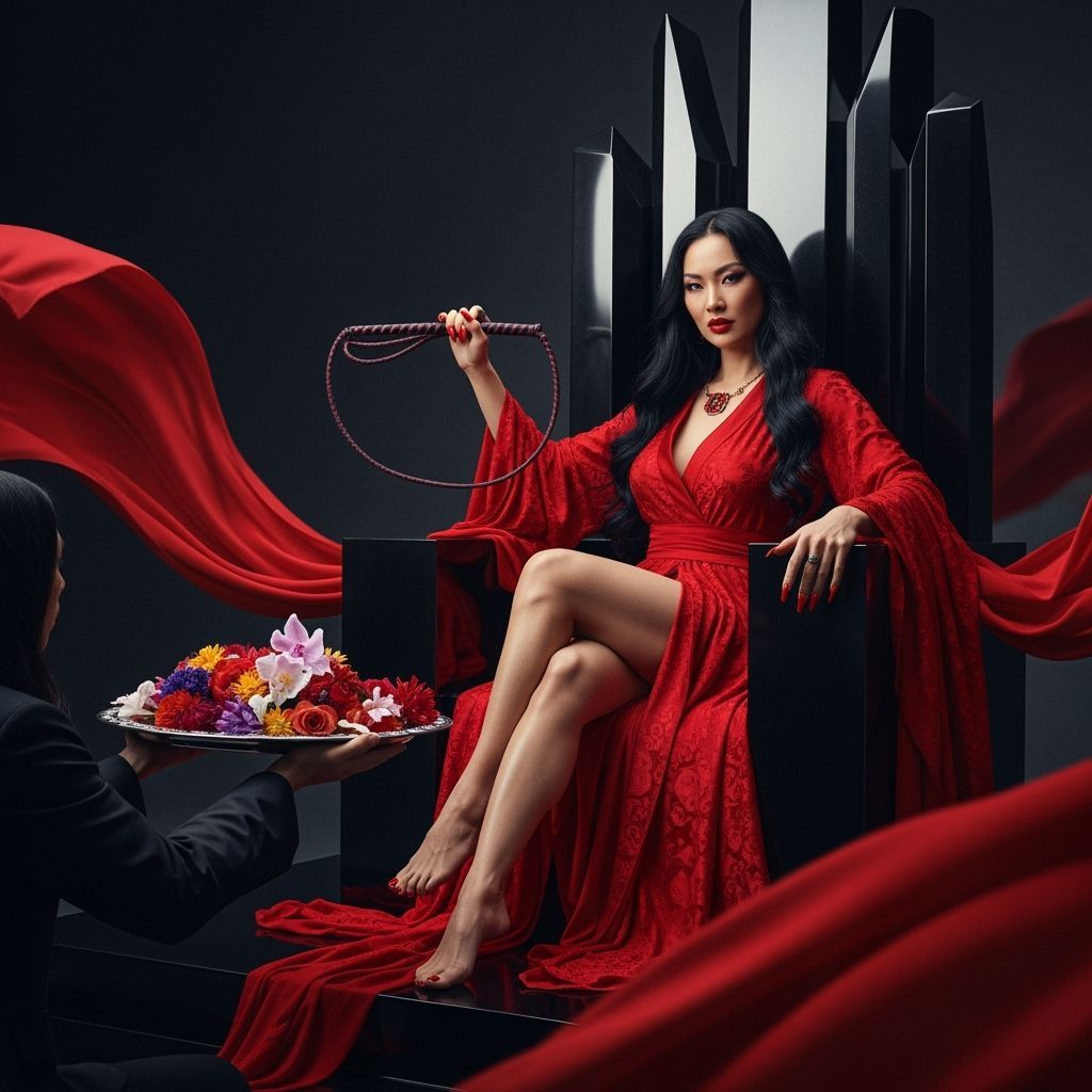 Red Queen on Obsidian Throne: Cinematic Film Still