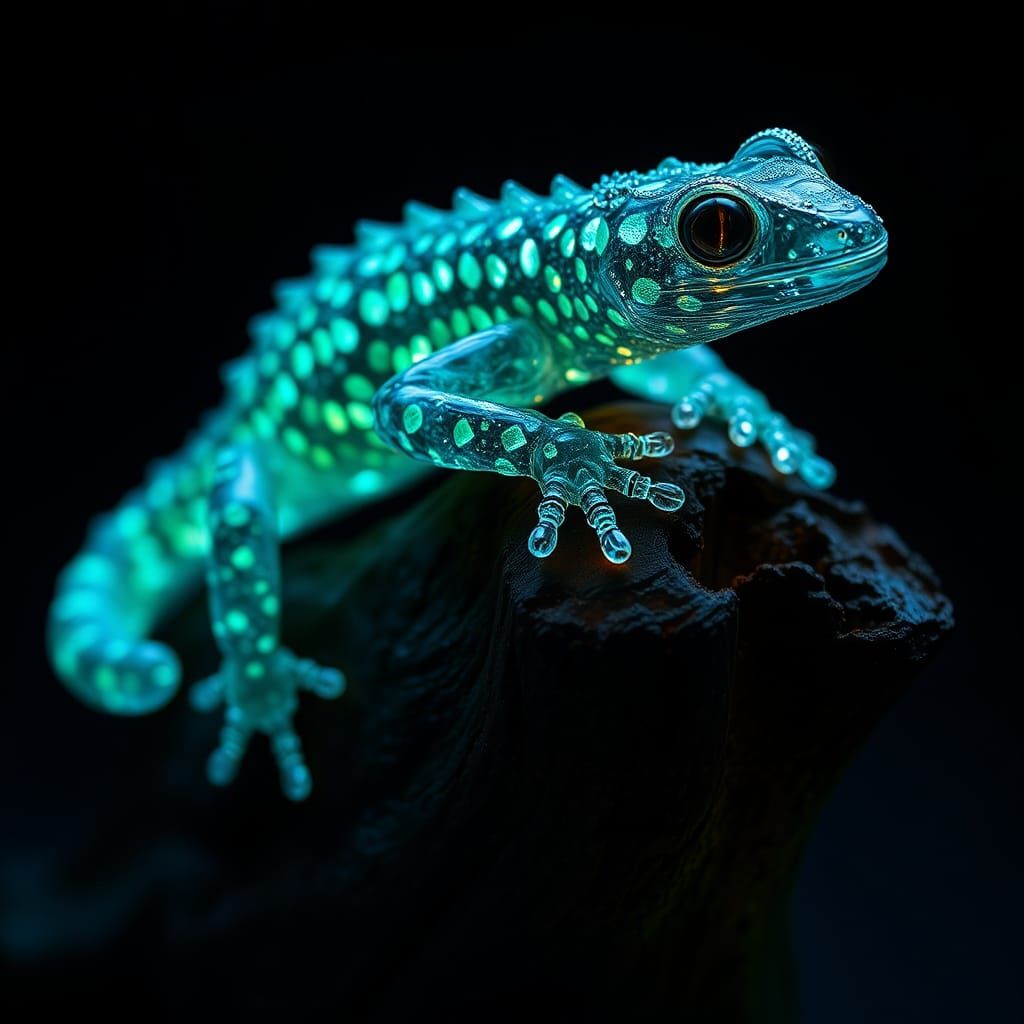 Bioluminescent Crystal Gila Monster Sculpture