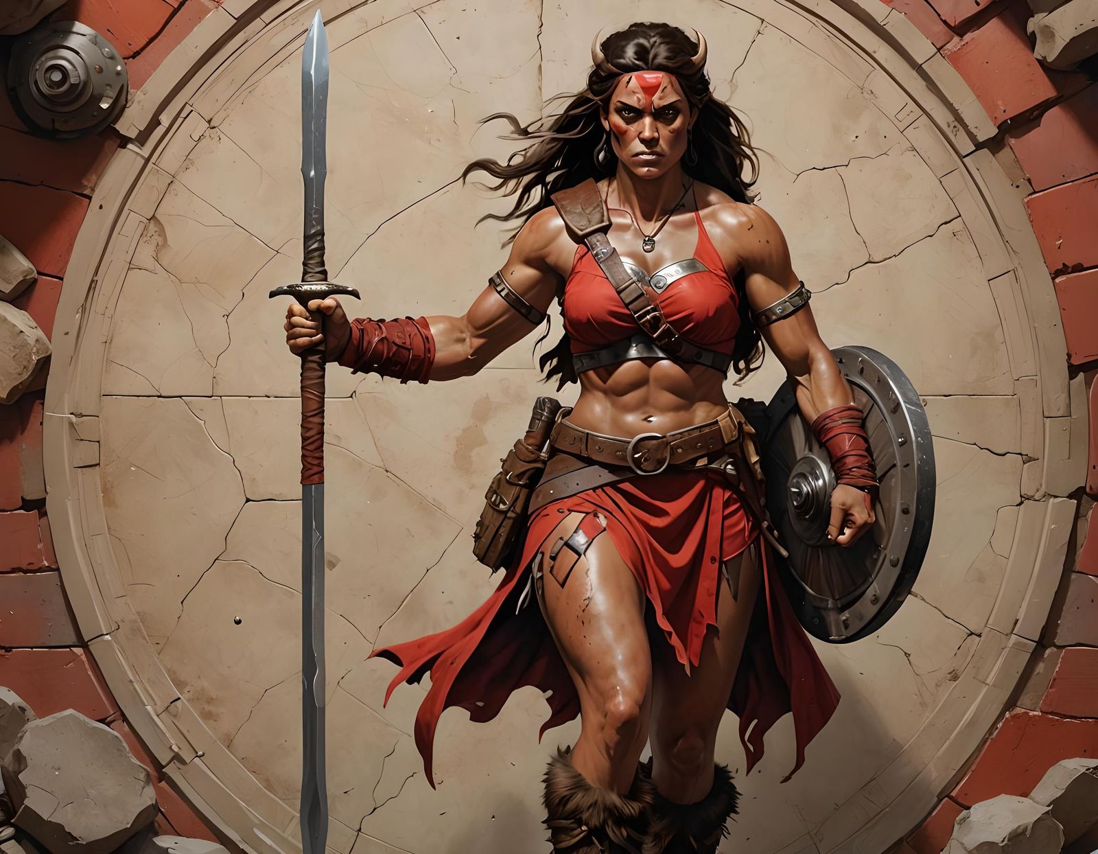 Epic Female Barbarian Portrait in Hyperrealistic Style