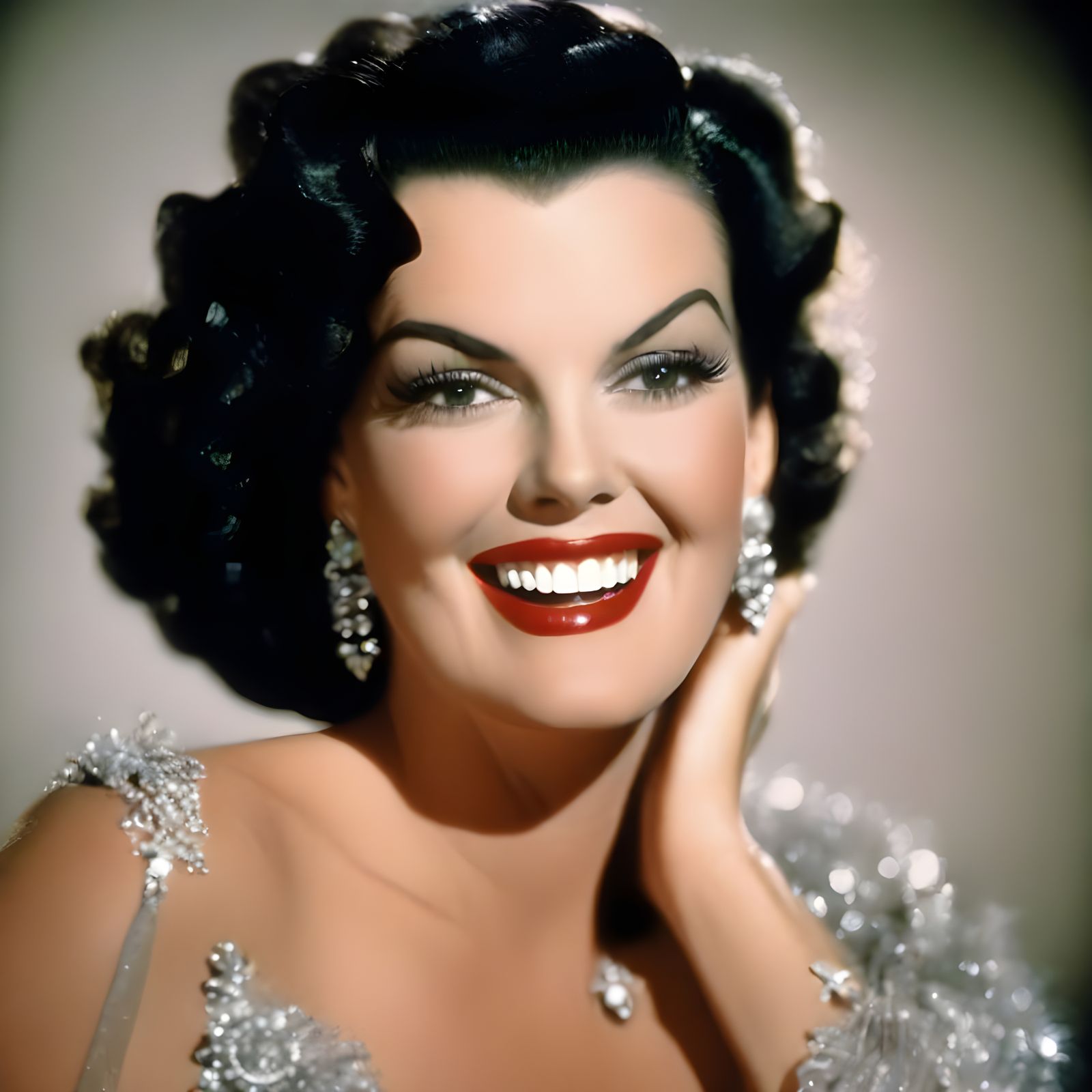 Classic Smiling Actress Portrait in 1940s Style