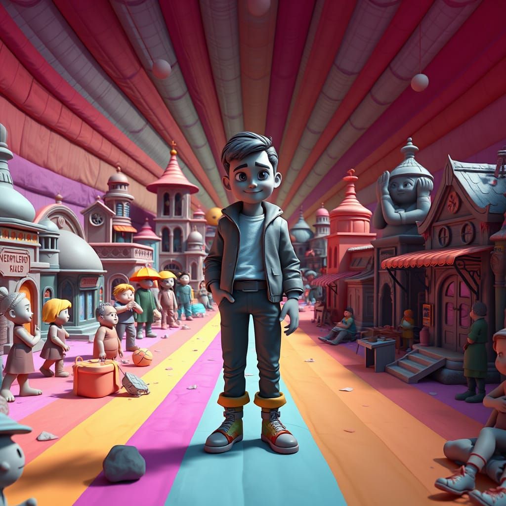 Clay World Dreamscape: A Pixar-Inspired Digital Illustration