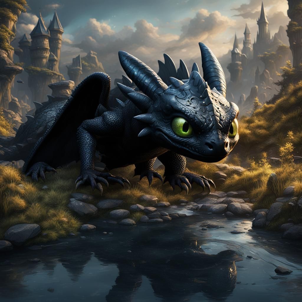 Detailed Toothless Digital Painting in 8K