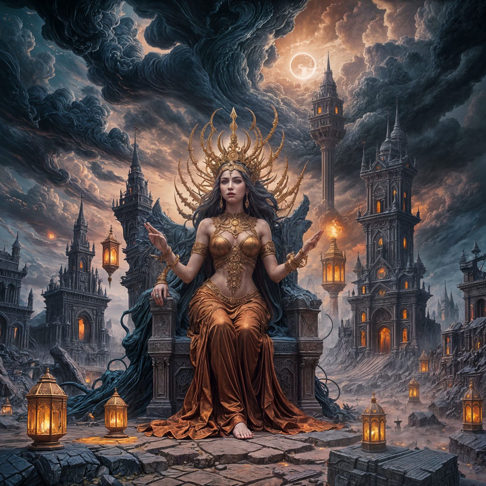 Detailed Goddess of Nihilism Fantasy Concept Art