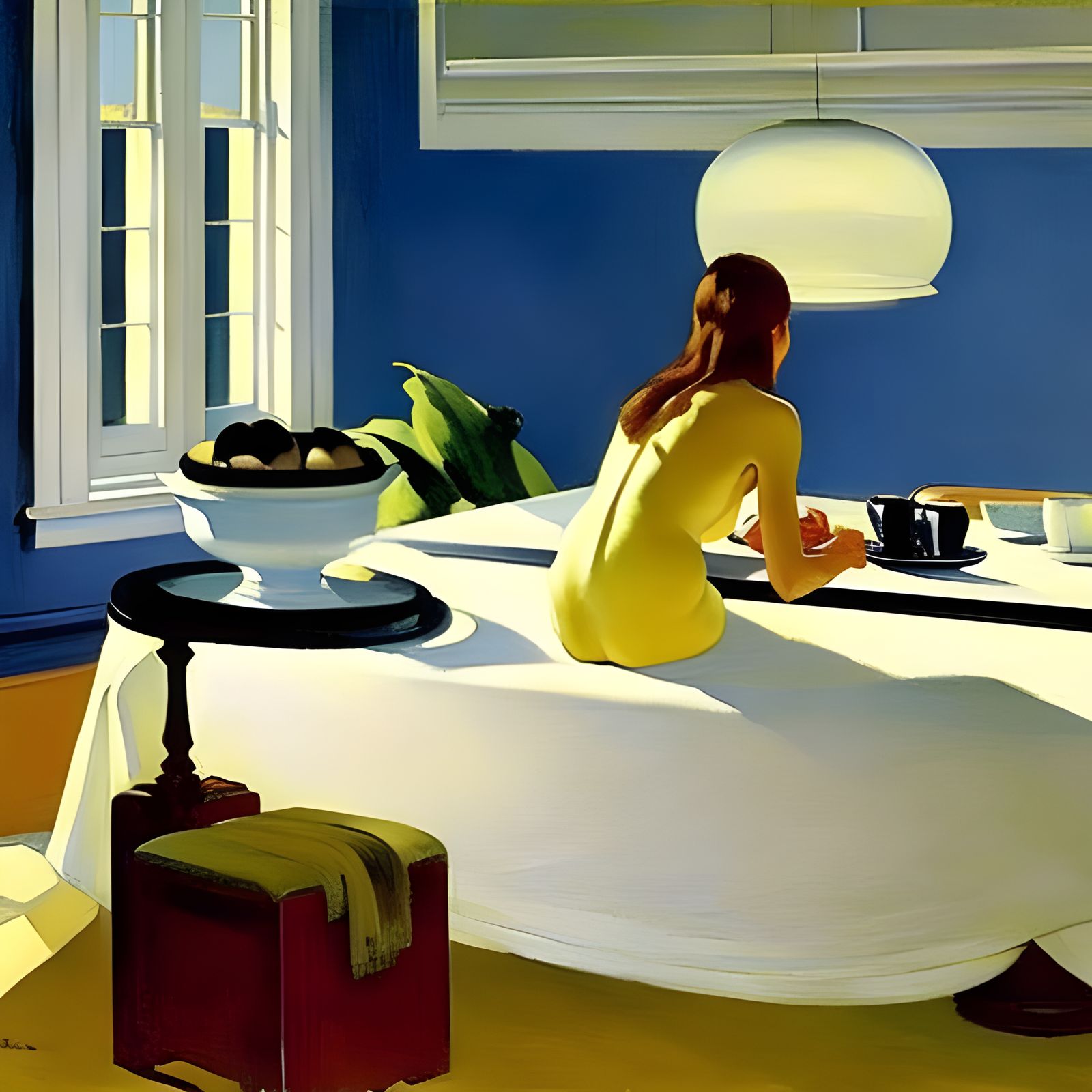 Diner Scene in Hopper Style