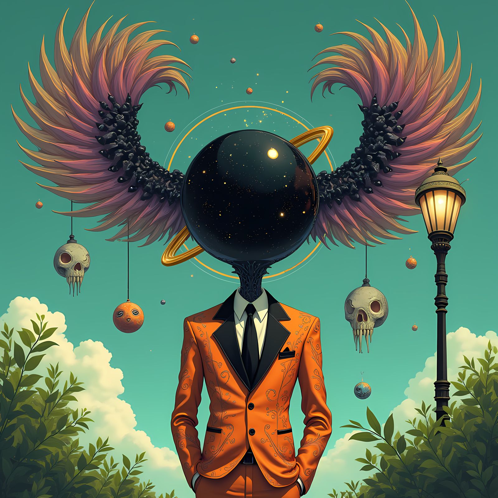 Cosmic Entity in Psychedelic Art Nouveau Style