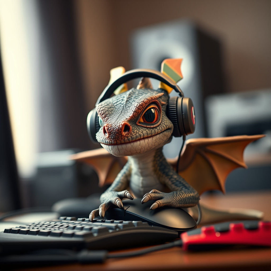 Cute Dragon Gamer Captured in High-Definition