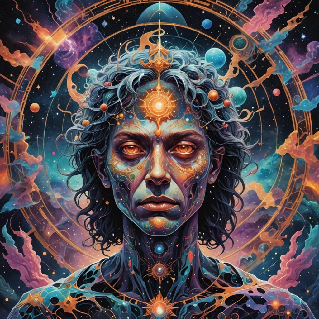 Holographic Cosmic Astral Illustration by Pablo Amaringo