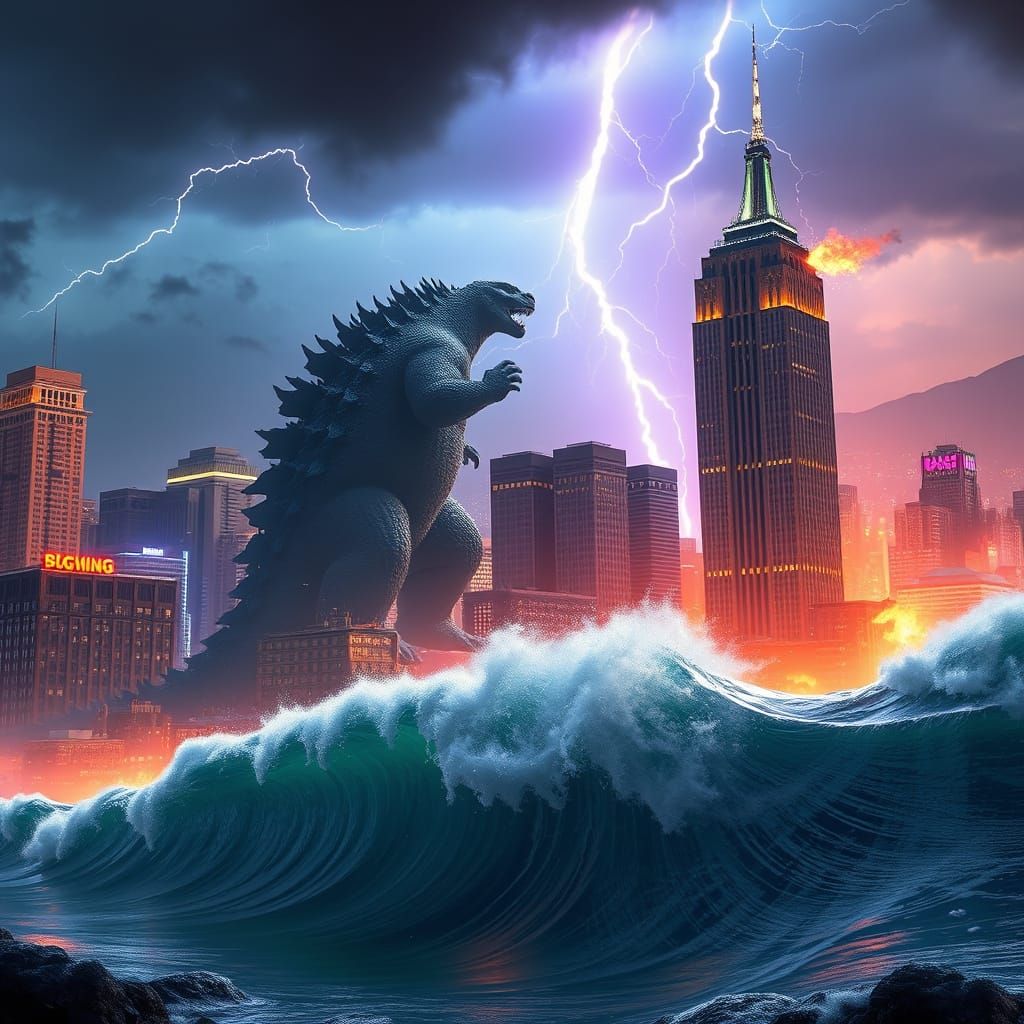 Epic Battle in a Hyper-Realistic 3D Cityscape at Sunset