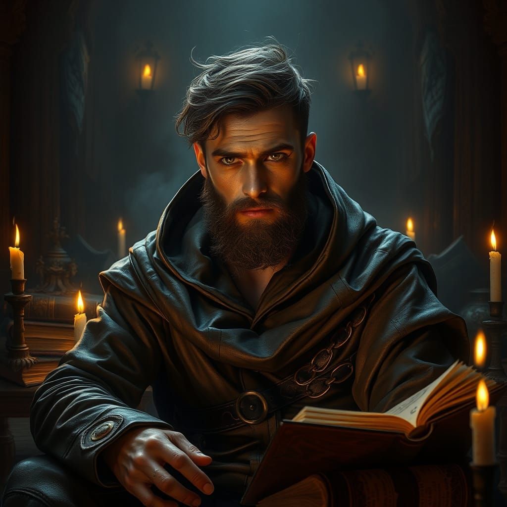 Mystical Chamber Portrait in Rembrandt-Inspired Oil Painting