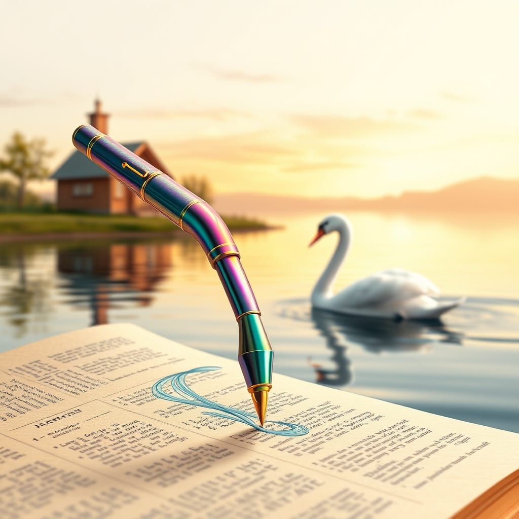 Surreal 3D Fountain Pen Writes on Vintage Scripture Paper in...