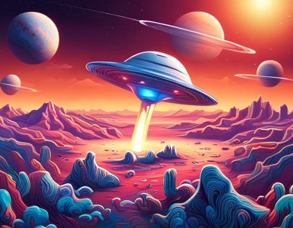UFO Landing on Mars: Graffiti Street Art
