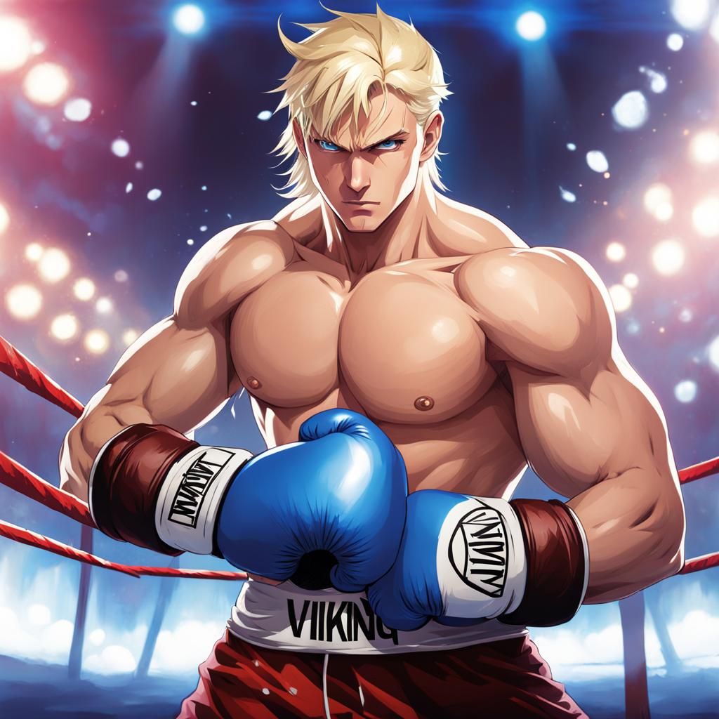 Anime Viking Boxer in Graffiti Art Style