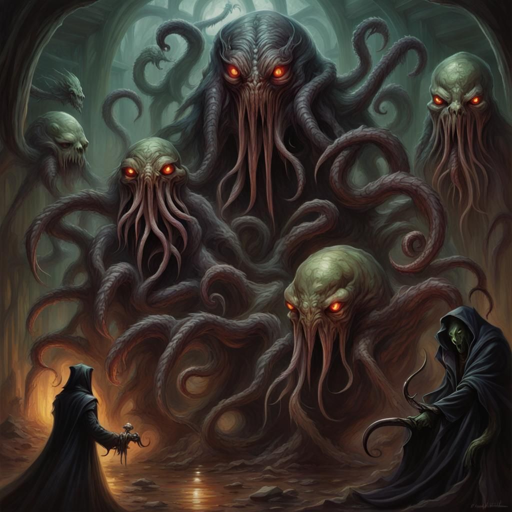 Lovecraftian Abominations in Gothic Dark Fantasy Style