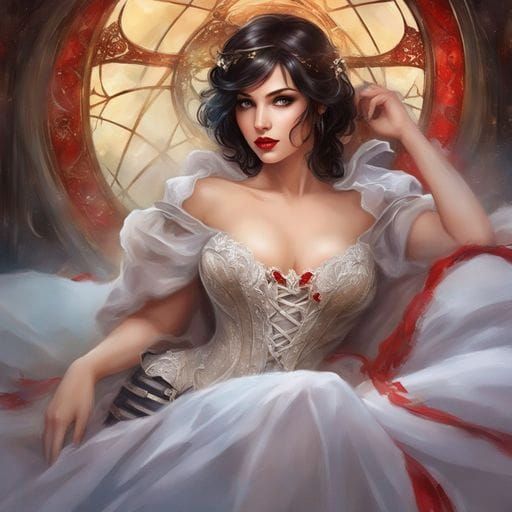 Dark-Haired Mistress in Corset Portrait, Fantasy Art