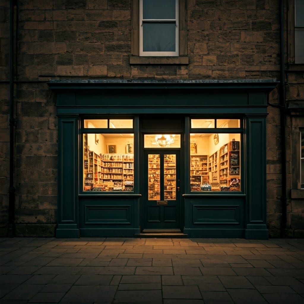 Warm Yorkshire Village Shop at Dusk