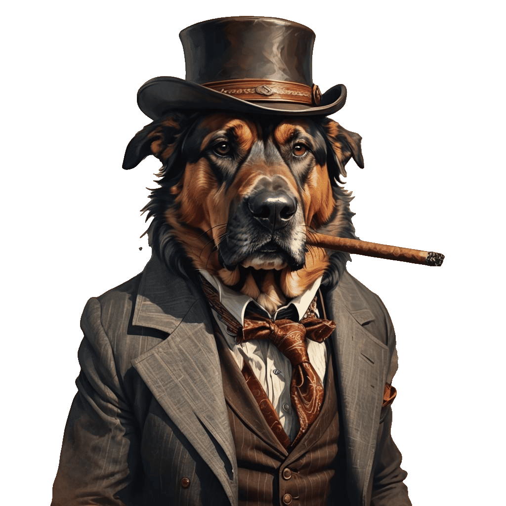 Wild West Dog Portrait in Vintage Style