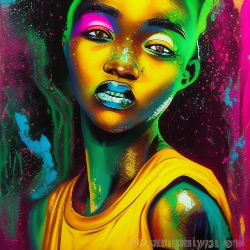 Tanzanian Lady in Graffiti Street Art