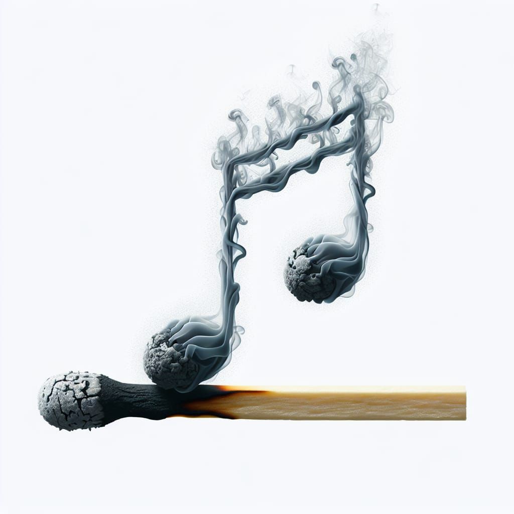 Vaporous Musical Notes Rise from Burnt Match