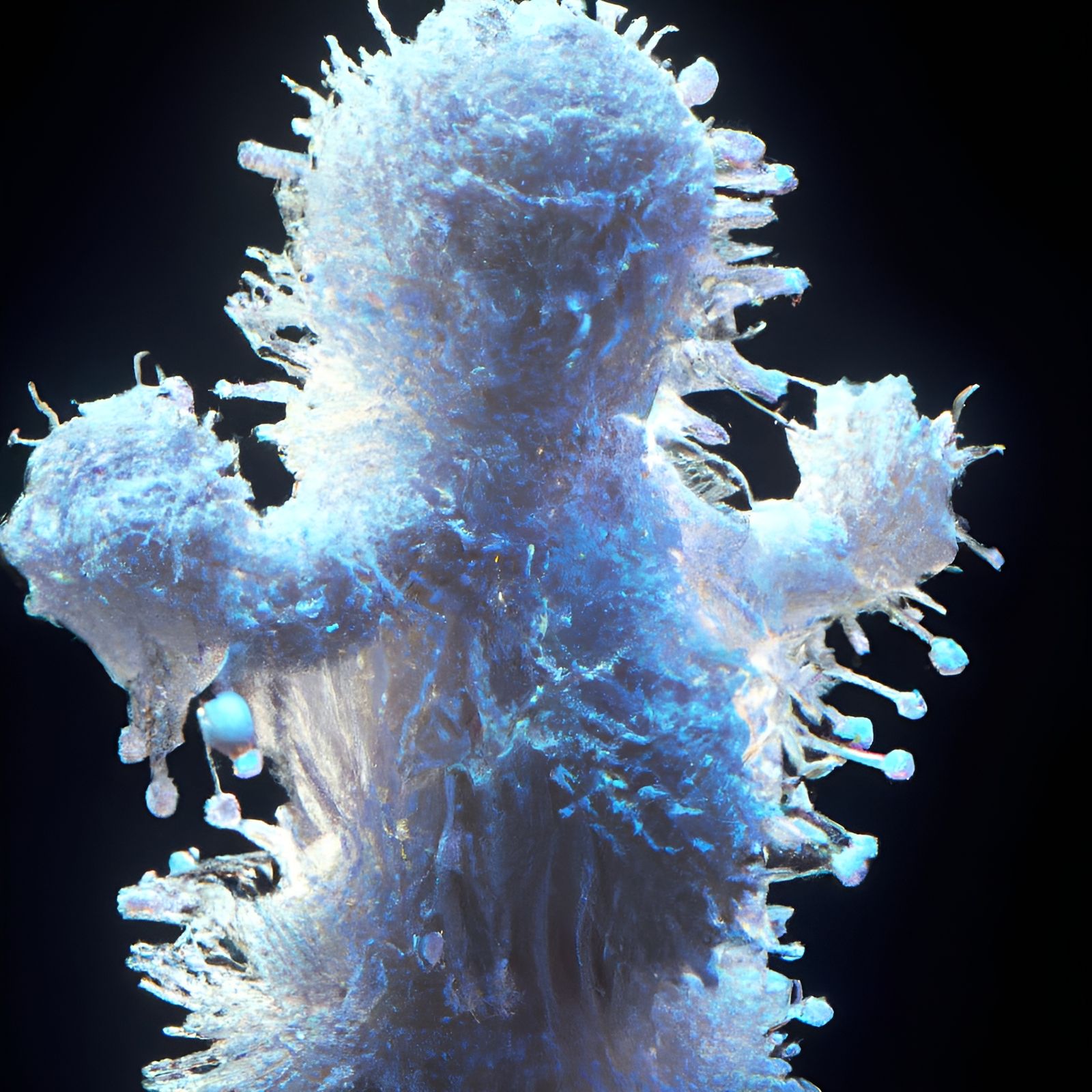 Crystallized Bioluminescent Baby in Electric Neon Light