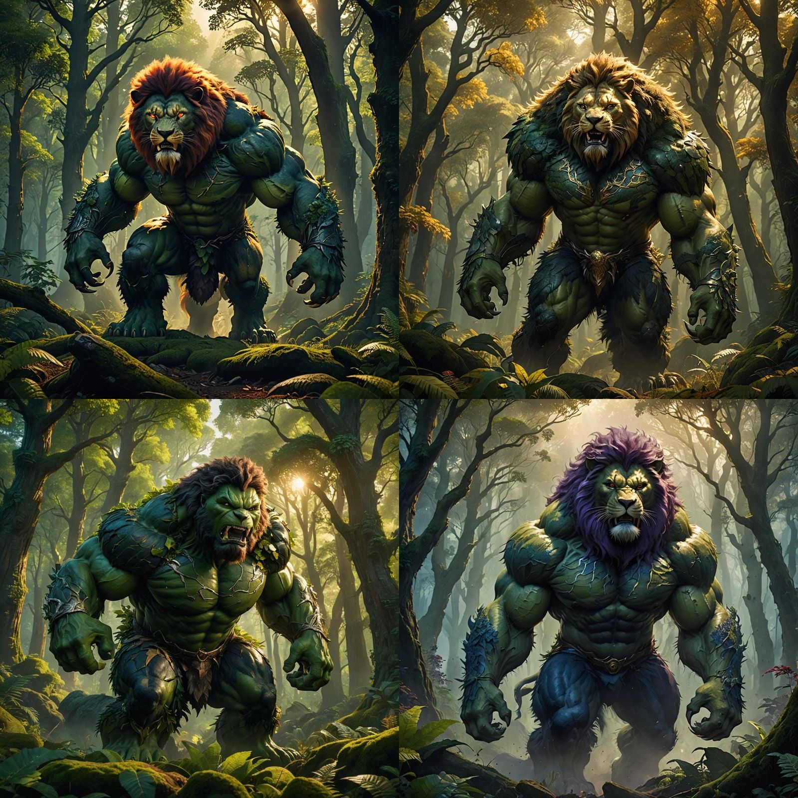 Hulk Lion Hybrid in Detailed Matte Painting