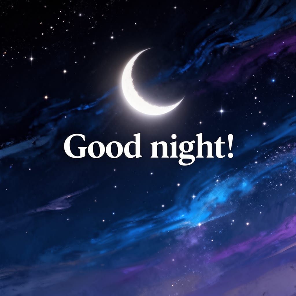 Night Sky with Stars and Moon Saying Good Night