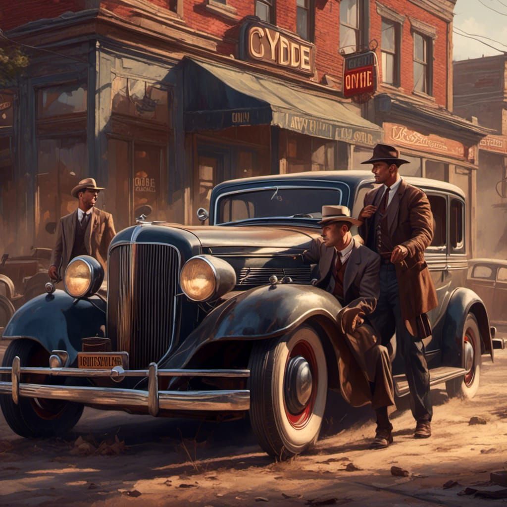 Bonnie and Clyde Bank Heist, Matte Painting