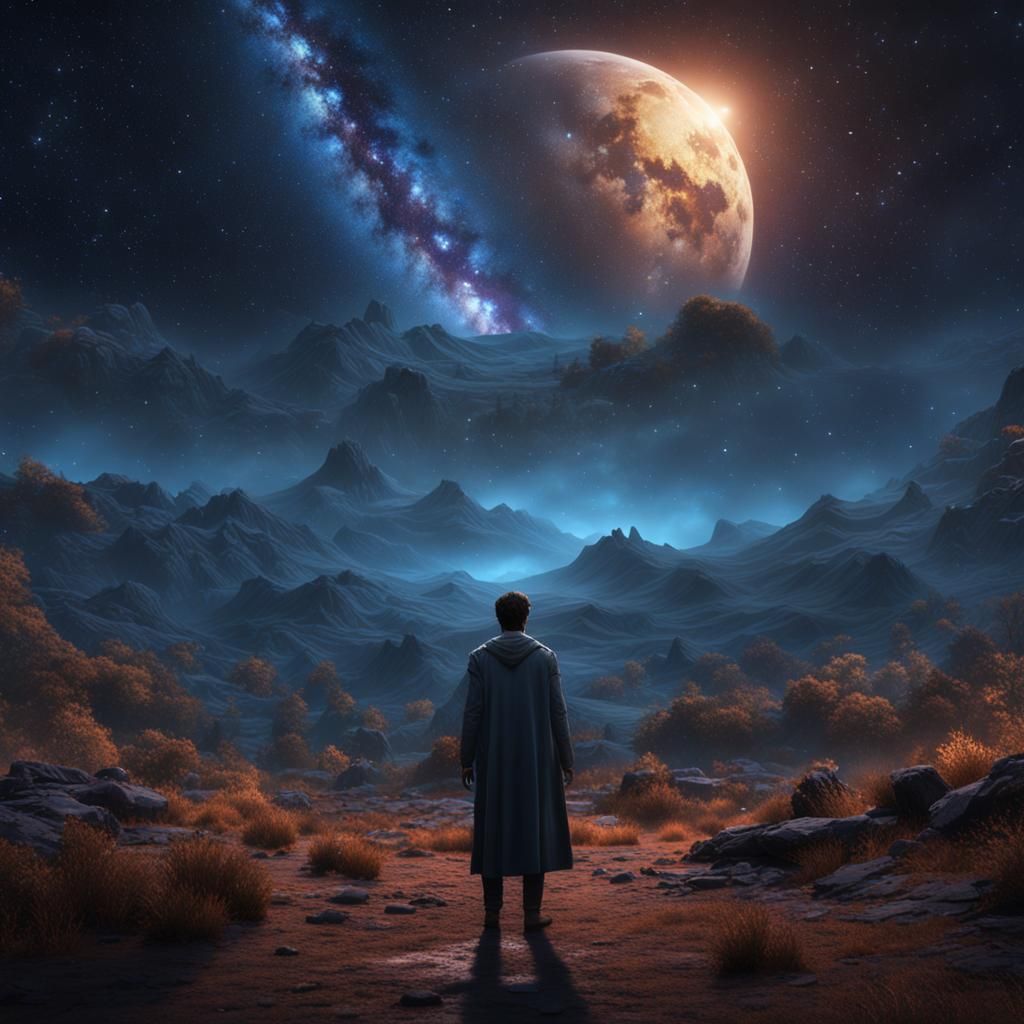 Castiel in Starry Night: Fantasy Concept Art