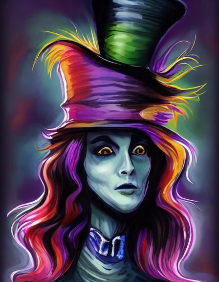 Mad Hatter in Watercolor with Complementary Colors