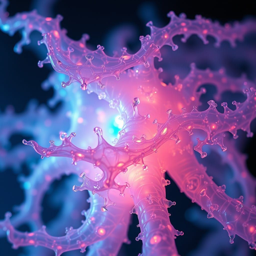 Ethereal Quantum Fractals in Glowing Neon Hues