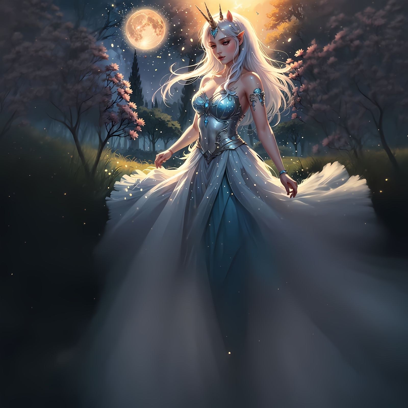 Starlight Unicorn in Enchanted Meadow