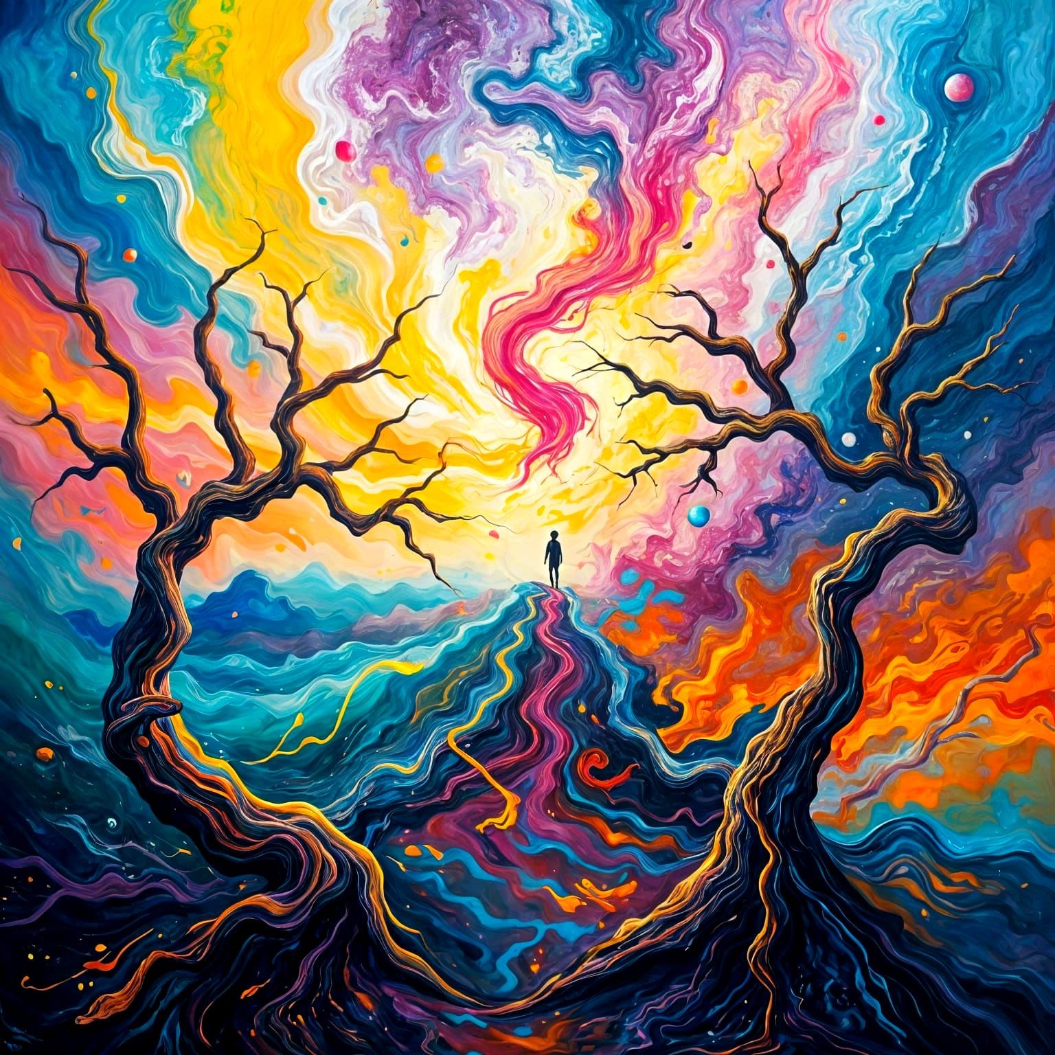 Ethereal Convergence of Joy and Pain in Abstract Expressioni...