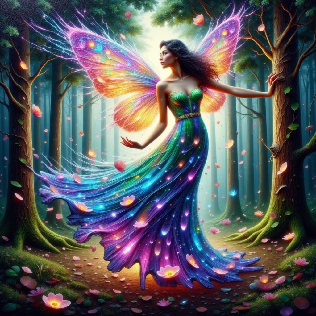 Enchanted Fairy in Whimsical Impasto Style