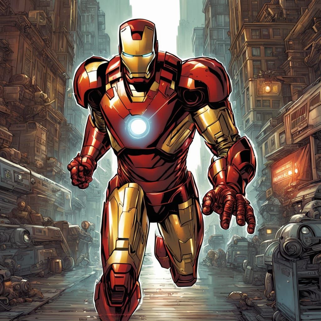 Iron Man in Comic Book Art Style