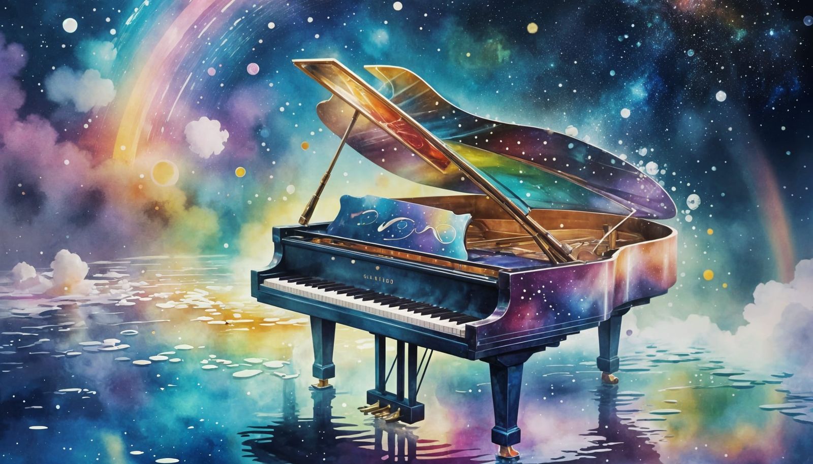 Dreamy Cosmic Piano Concert Underwater Surrealism in Waterco...