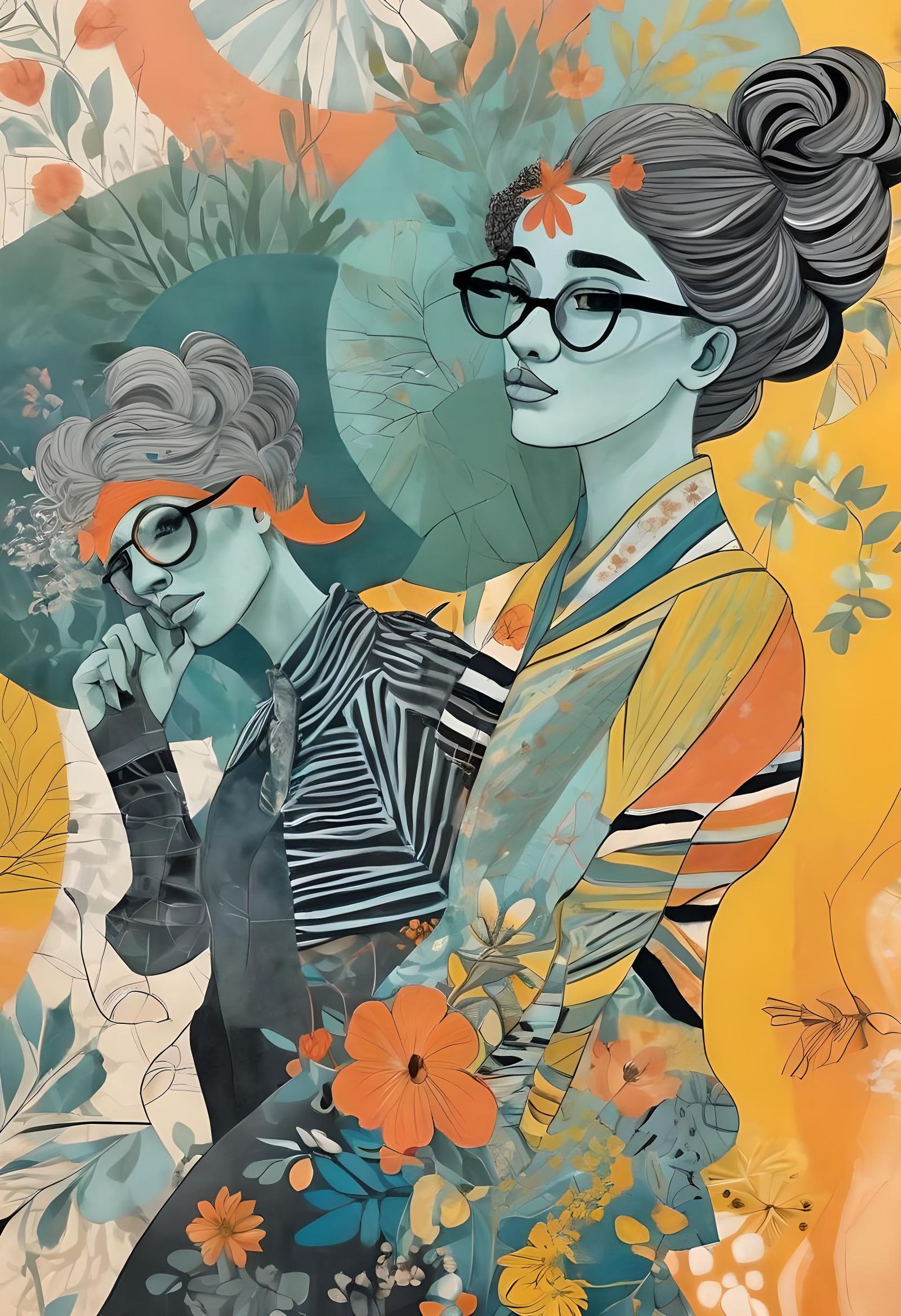 Abstract Couple in Vector Art Style