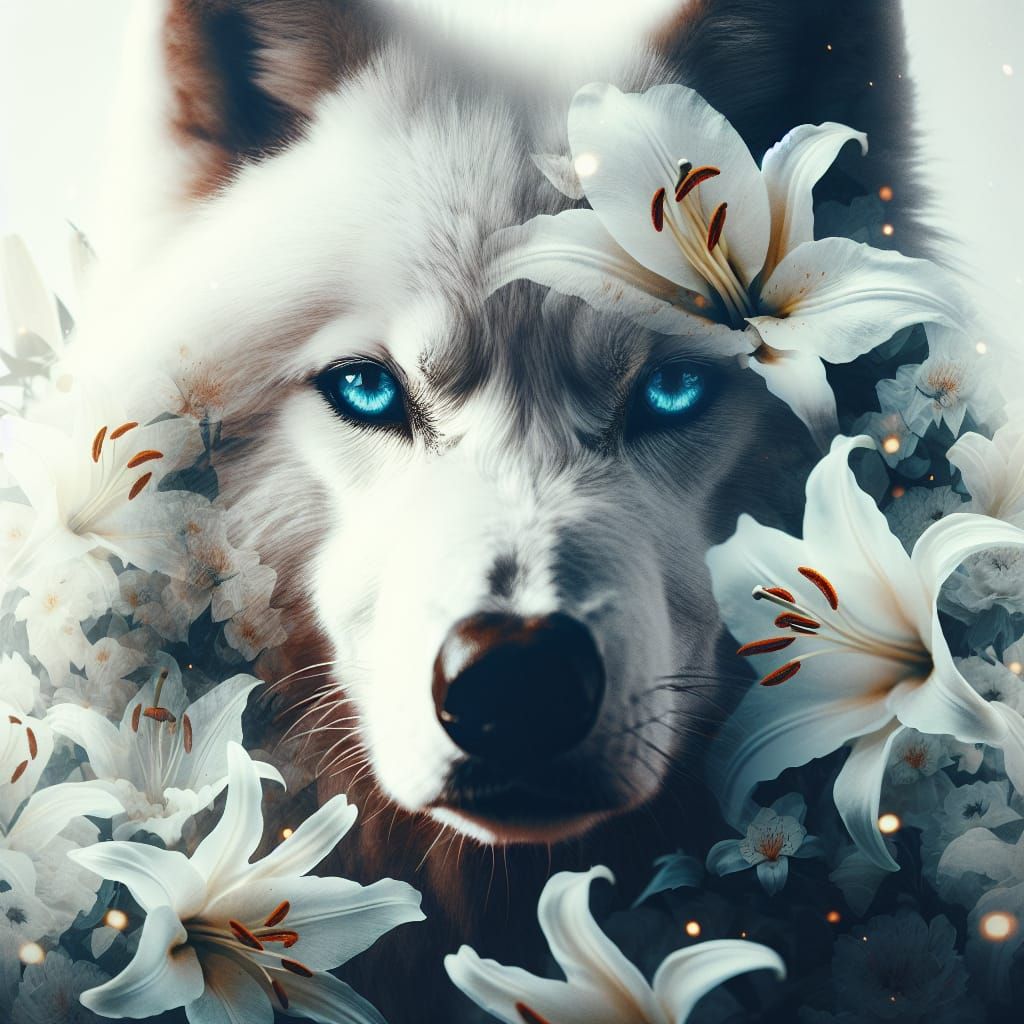 Wolf in the lillies
