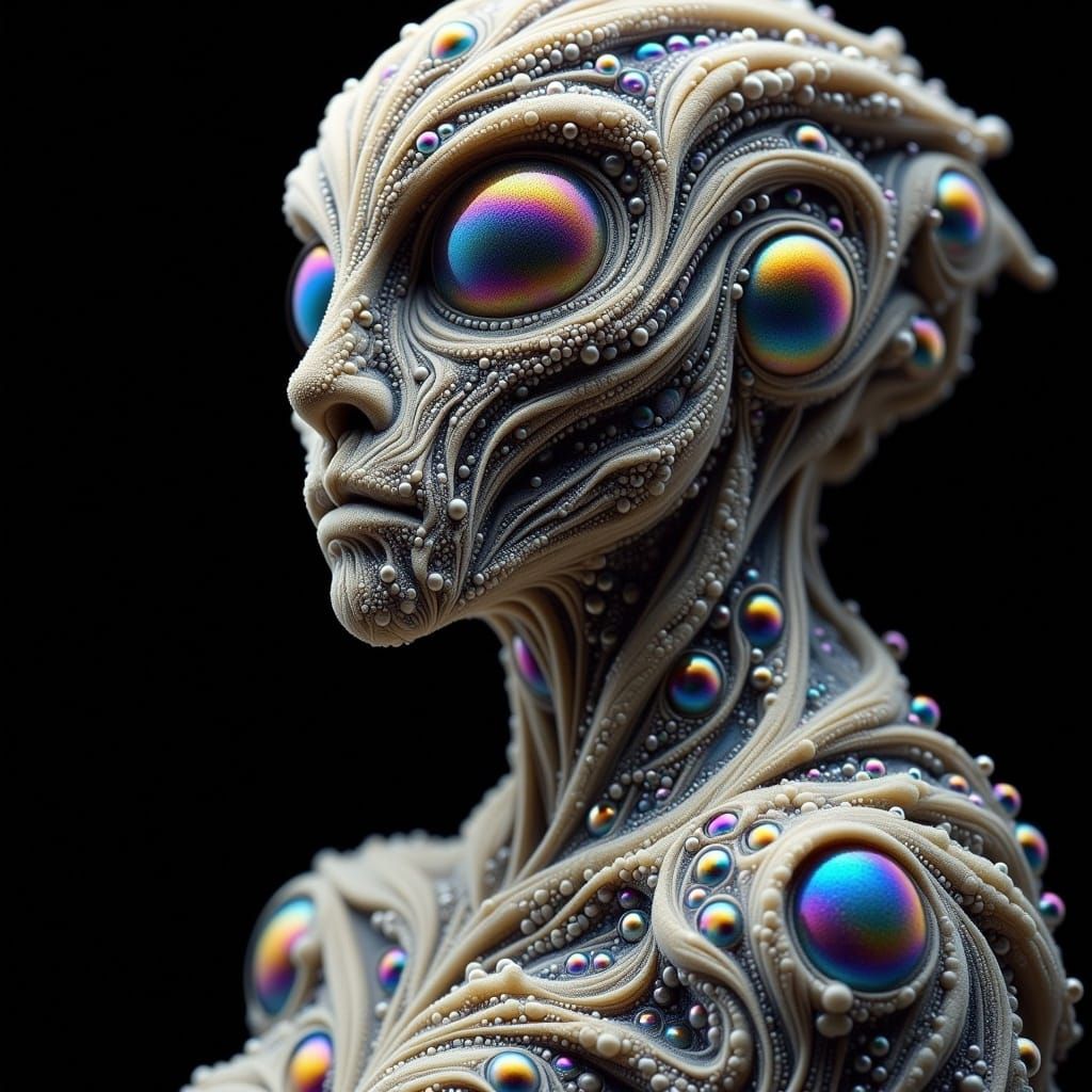 Ethereal Woman with Delicate Tattoos Portrait