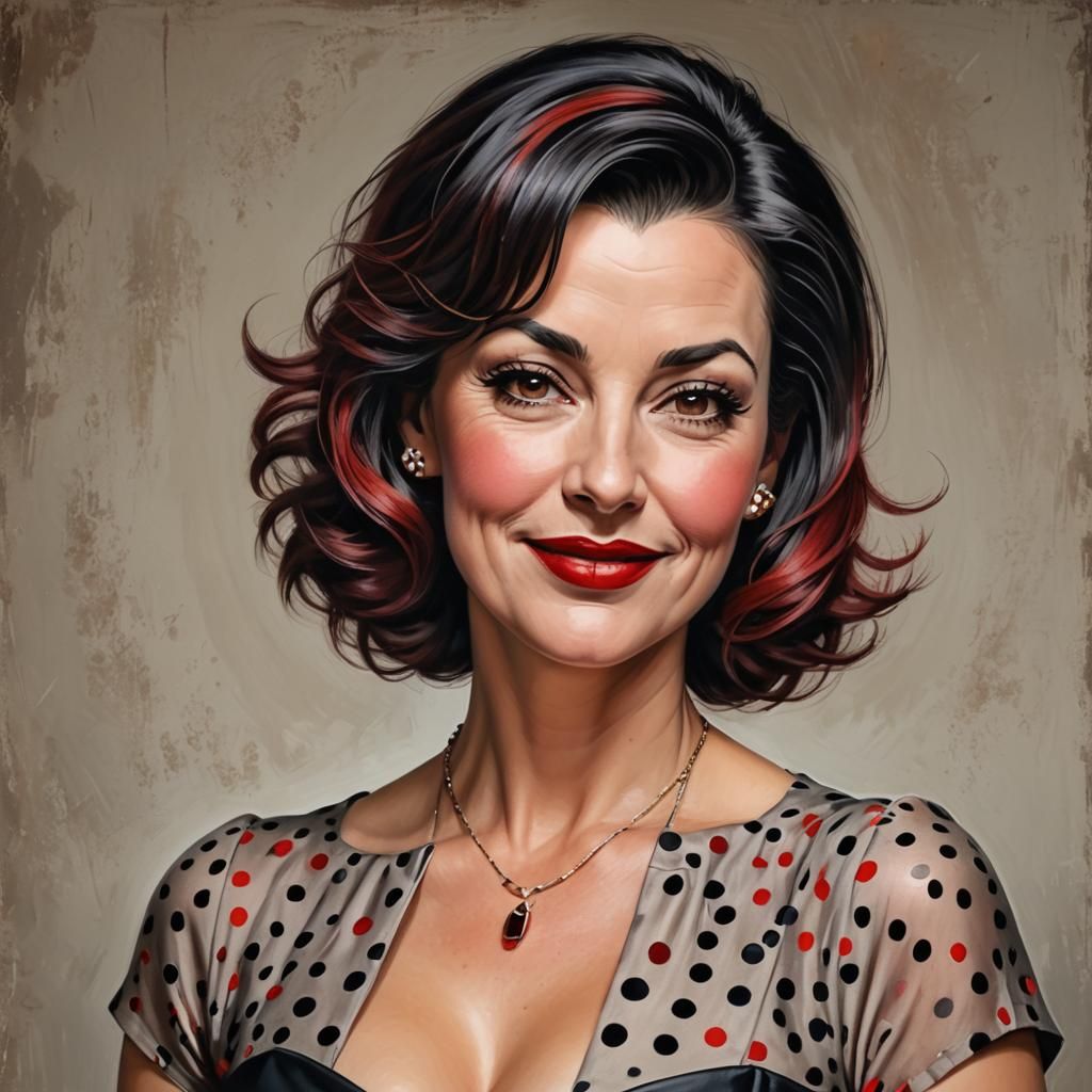 Beautiful Woman in Polka Dots: Airbrush Portrait